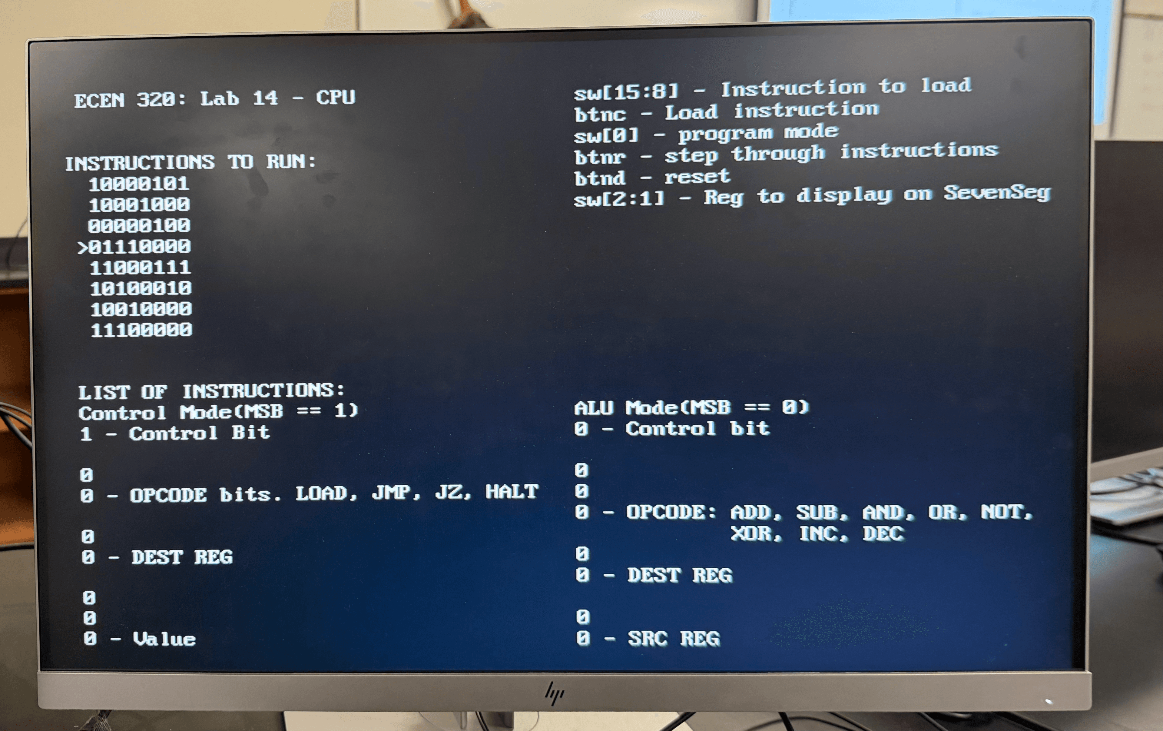 8-bit CPU block diagram in Vivado
